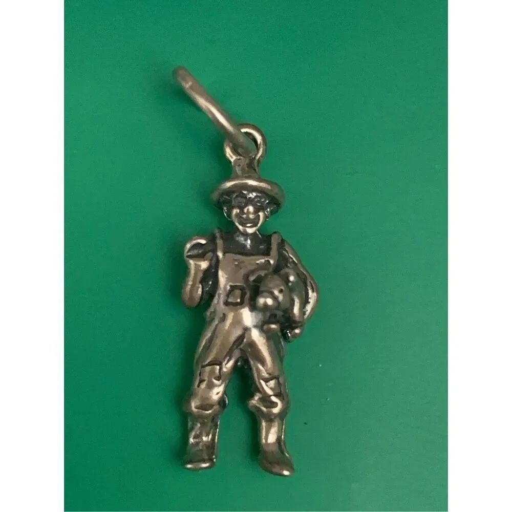 .925 Farmer with Pig Sterling Silver Jewelry Charm #farm
